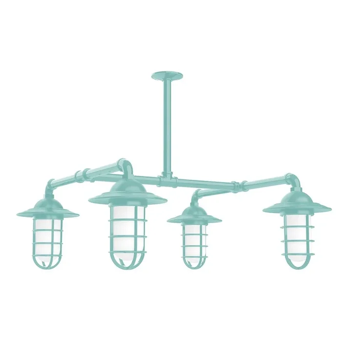Montclair Light Works – MSP052-48-T48-G07 – Four Light Pendant – Vaportite – Sea Green – MSP05248T48G07