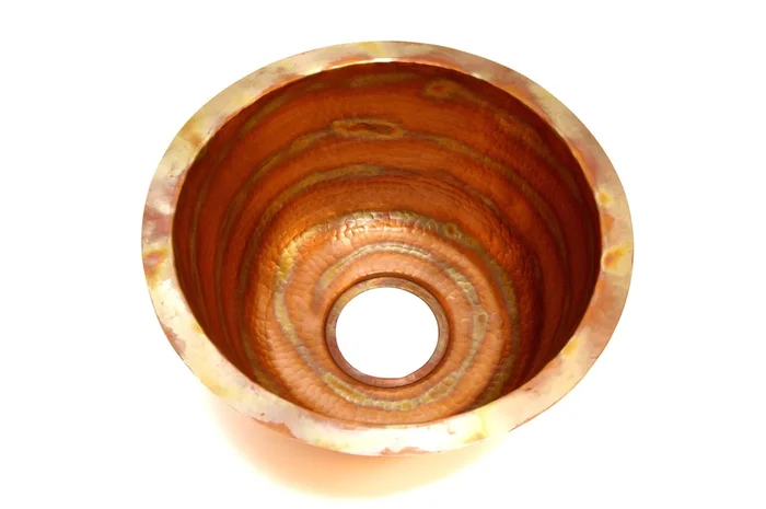 NAPA in Fuego – BP001FU – Round Undermount Bar Copper Sink with 1″ Flat Rim – 15 x 7″ – Gauge 16