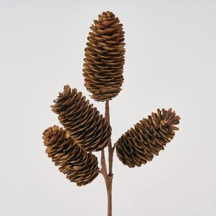 Natural Brown Faux Pinecone Branch Pick Spray – 12″