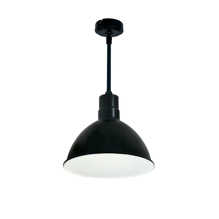 Nora 10 Inch RLM 72 Inch Stem Mounted LED Shade 2000Lm 4000K Black/White 120V 0-10V/Triac/ELV And 277V 0-10V Dimming (NRLM-10ST2040BWLE4/72)