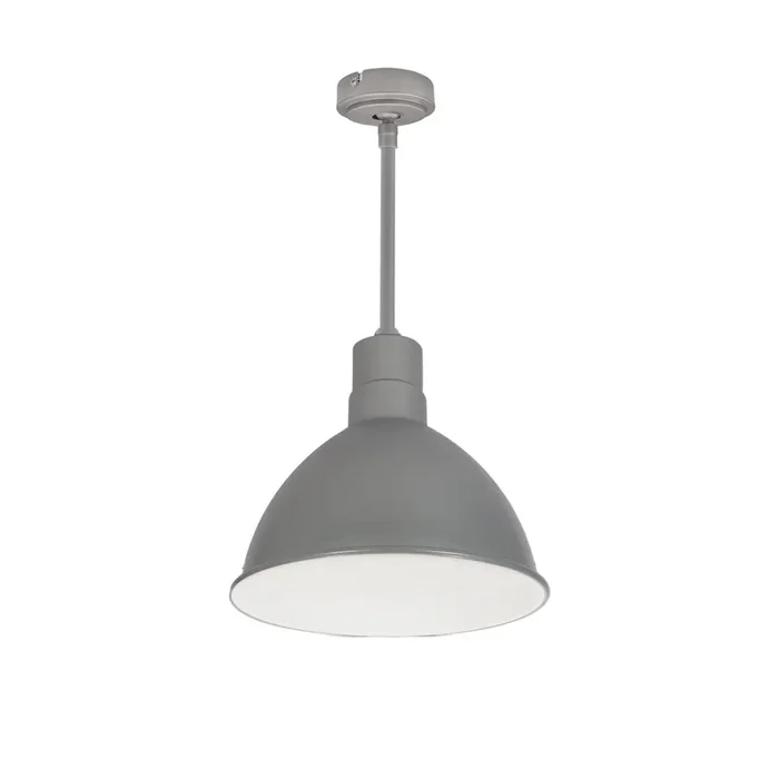 Nora 10 Inch RLM 84 Inch Stem Mounted LED Shade 2000Lm 3500K Gun Metal/White 120V 0-10V/Triac/ELV And 277V 0-10V Dimming (NRLM-10ST2035GMWLE4/84)