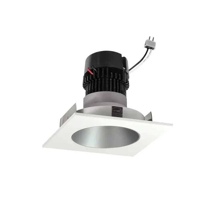 Nora 4 Inch Pearl Low Voltage LED Square Retrofit Reflector Round Aperture 1150Lm 11W 3000K Haze Reflector/White Flange (NPRLV-4SNDC30XHW)