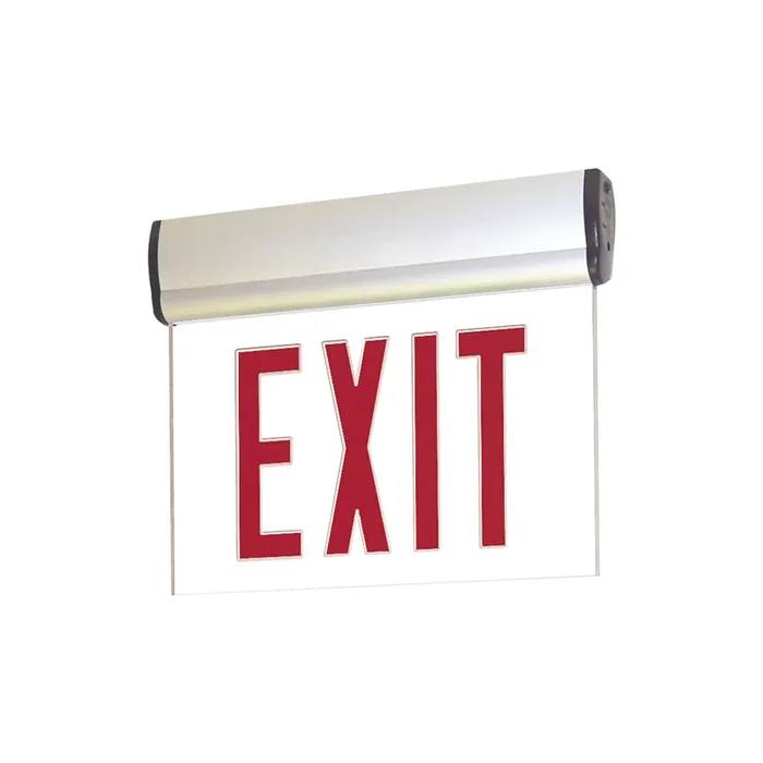 Nora Exit Adjustable Battery Single Face Red/Mirrored Aluminum (NX-812-LEDRMA)