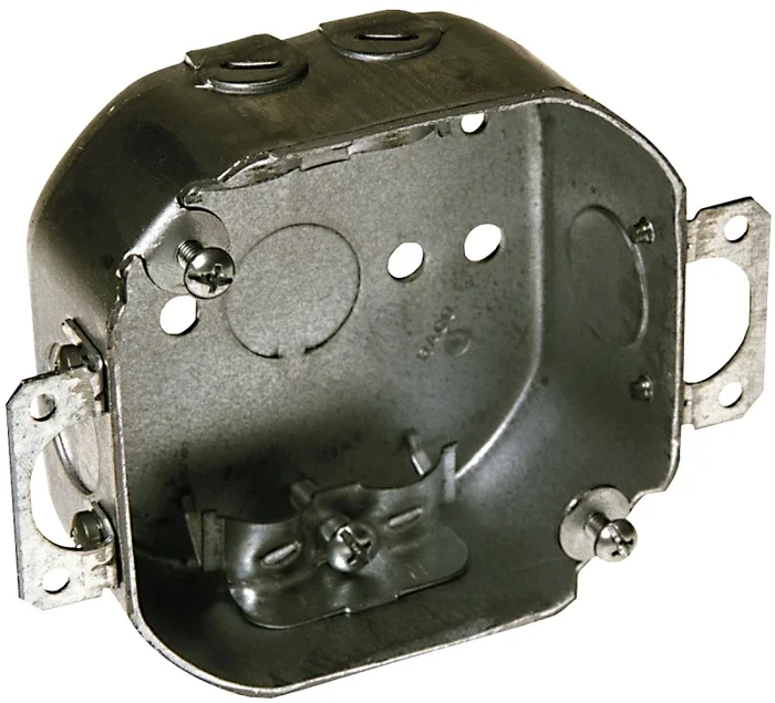 Octagon Electrical Outlet Box with Old World Bracket, 4 Inches by 1 and 1/2 Inches