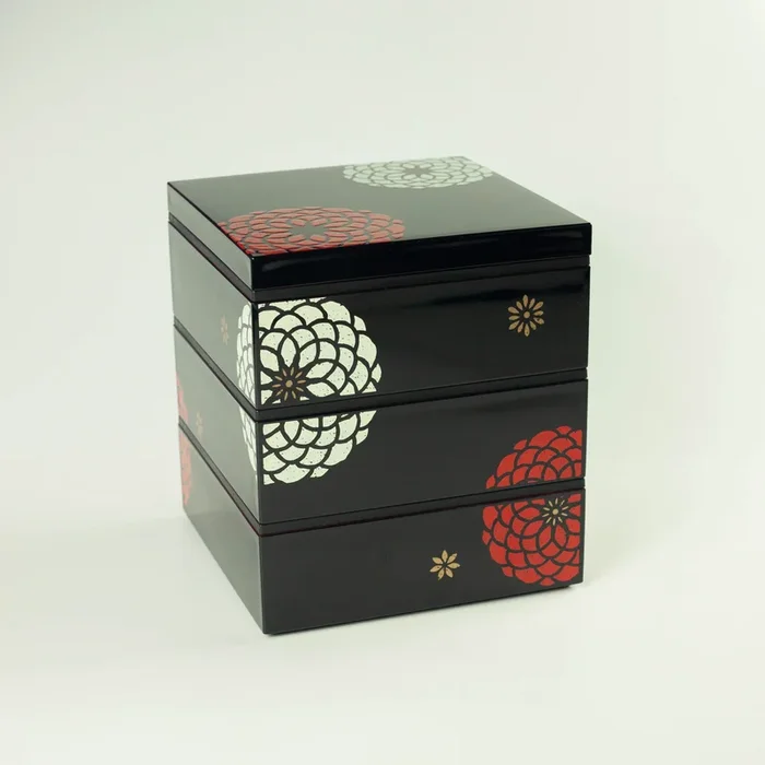Ojyu Three Tier Picnic Box Medium | Black (15cm)