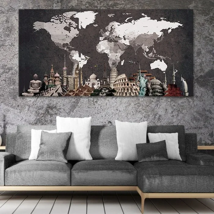Old World Map Wall Art Canvas Print