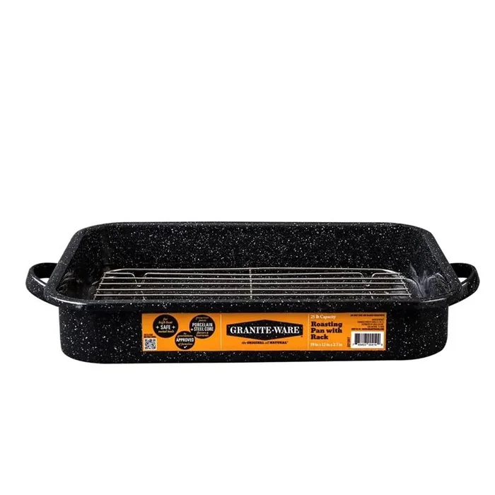 Open Roasting Pan with Rack, 22 Pound Capacity, Heavy Duty Construction