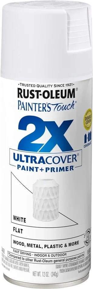 Painter‘s Touch 2X Flat White Spray Paint, 12 Ounce Can