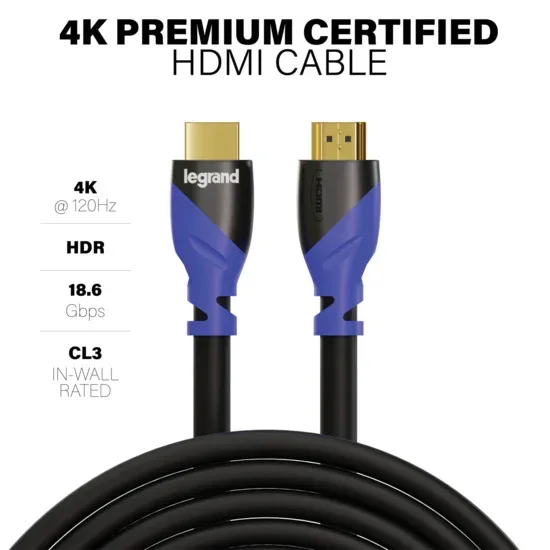 Pass and Seymour 4K Premium Certified HDMI Cable 1M (AC4K1MBK)