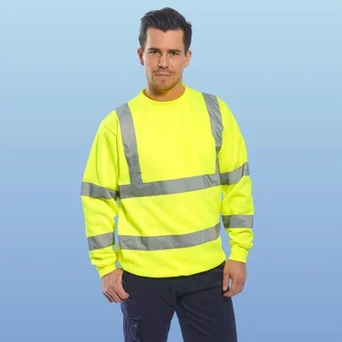 Portwest B303 Class 3 Hi-Vis Sweatshirt, Lime or Orange, ea