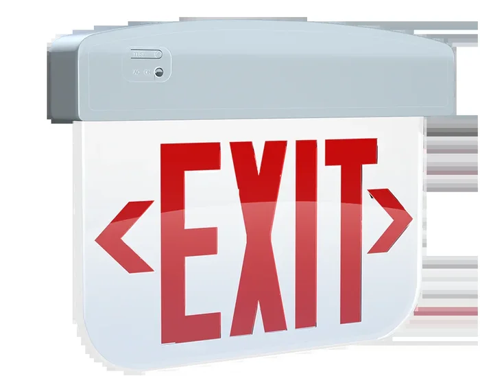 RAB Edgelit Plastic Exit 1-Face Emergency Red Letter Clear Panel White Housing (EXITEDGE34-1W/E)