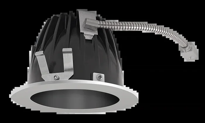 RAB LED Trim MOD 6 Inch Round 80 Degree 3500K 90 CRI Black Cone Silver Ring (NDLED6RD-80YNHC-B-S)