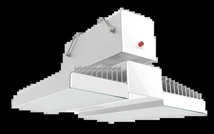 RAB Rail High Bay 90W 4000K LED 120-277V MVS Battery Backup Aluminum White (RAIL90N/MVS/E)