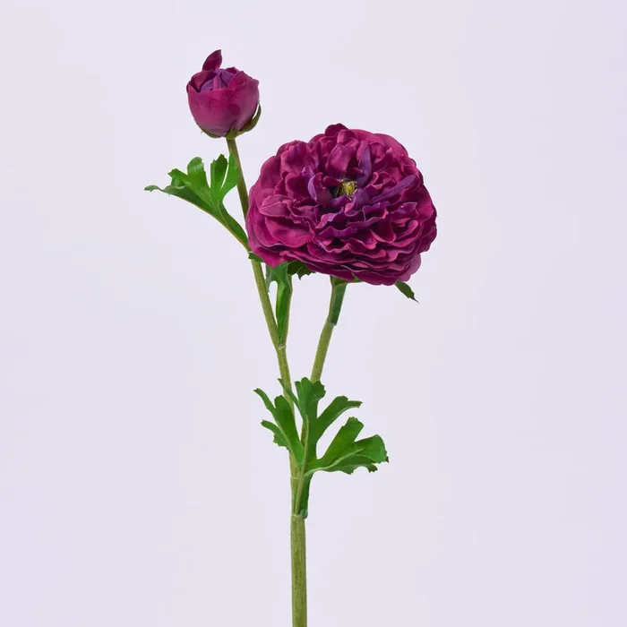Real Touch Blooming Dark Beauty Ranunculus Spray Single Faux Floral Stem – 19″
