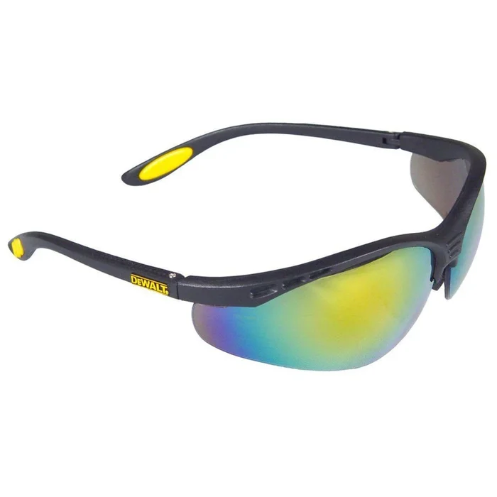 Reinforcer Pro Safety Glasses with Black Frame and Fire Mirror Lens