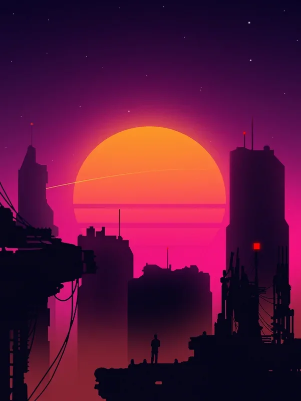 Retrowave City sunset