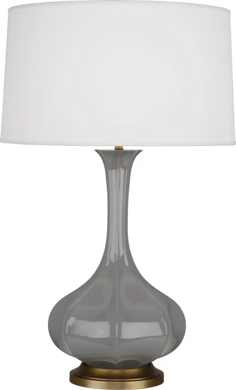 Robert Abbey – ST994 – One Light Table Lamp – Pike – Smoky Taupe Glazed Ceramic w/Aged Brass – ST994