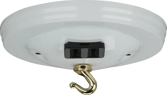 SATCO/NUVO Canopy Kit With Convenience Outlet White Finish 5 Inch Diameter 7/16 Inch Center Hole 2-8/32 Bar Holes Includes Hardware (90-1072)