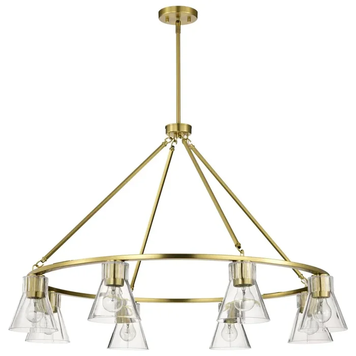 SATCO/NUVO Gianna 8-Light Chandelier Vintage Brass Finish Clear Glass (60-8346)