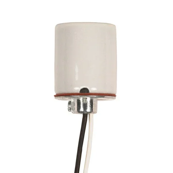 SATCO/NUVO Keyless Porcelain Socket 1/8 IP Cap With Side Notches 2 Wireways Spring Contact For 4Kv 18 Inch Leads Glazed 660W 600V (80-1614)