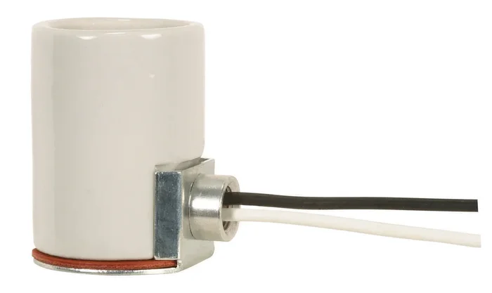 SATCO/NUVO Keyless Porcelain Socket With Side Mount Bushing 1/8 IPS Cap 9 Inch AWM BMW 150C Leads CSSNP Screw Shell Glazed 660W 250V (80-1330)