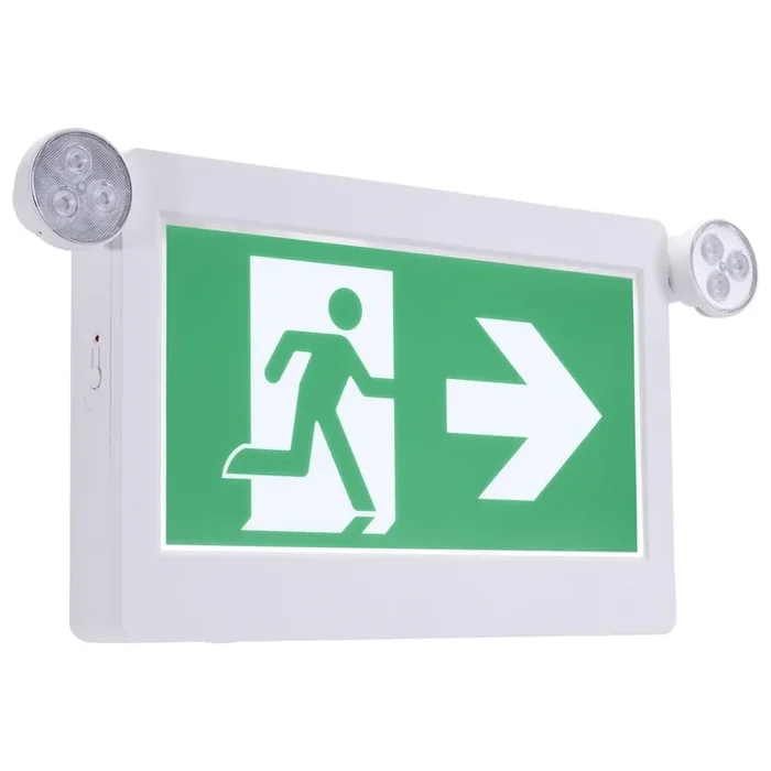 SATCO/NUVO Running Man Green Combo Exit Sign/Emergency Light 120-347V 2-Hour Backup Single/Dual Face Universal Mounting Thermoplastic (67-510)
