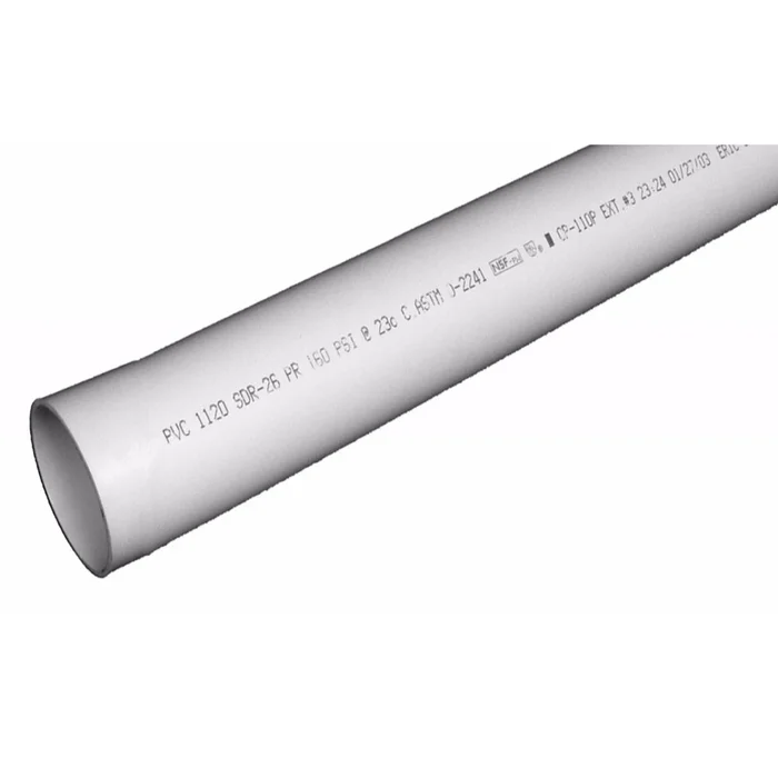 Schedule 26 Polyvinyl Chloride Pressure Pipe, One and One Quarter Inch Diameter by Ten Feet Length