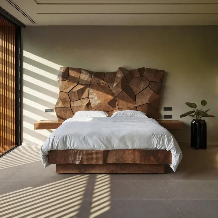 Sculptural Geometric Bed Frame For Modern Bedroom