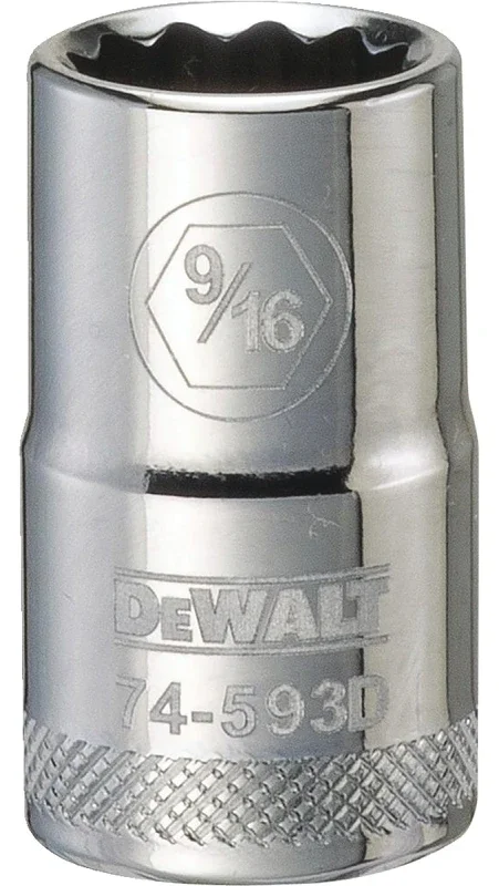 Shallow SAE Socket, 12-Point, 9/16 Inch Drive, 1/2 Inch Size