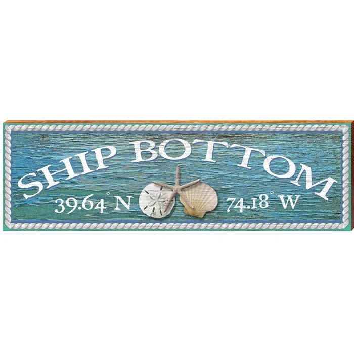 Ship Bottom Triple Shells Water Latitude Longitude | Wall Art Print on Real Wood