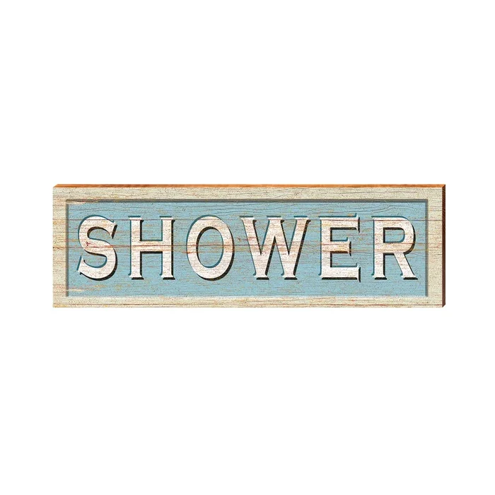 Shower Wooden Sign Sky Blue | Wall Art Print on Real Wood