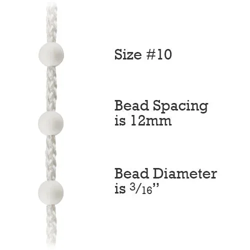 Size #10 Plastic Bead Chain for Roller Shades & Vertical Blinds – 12mm Spacing