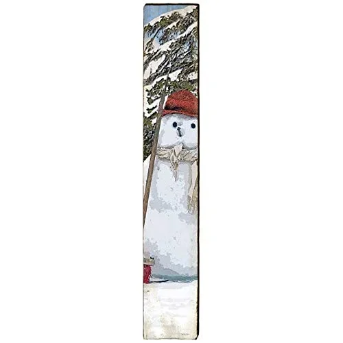 Snowman with Broom Home Decor Art Print on Real Wood Each