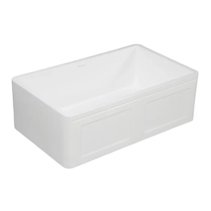 Solid Surface White Stone Apron Front Farmhouse Single Bowl Kitchen Sink 36 x 18 x 10″ with Apron Design – KSGKFA361810DS