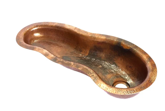 SONOMA in Natural – BP009NA -River Shape Undermount Bar Copper Sink with 1.5″ Rim – 28 x 12.5 x 4.5″ – Gauge 16