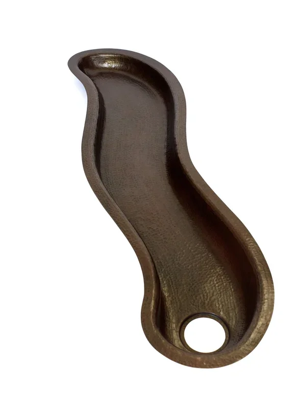 SONOMA LARGE in Cafe Viejo – BP010CV – River Shape Undermount Bar Copper Sink with 1.5″ Rim – 51 x 14 x 4.5″ – Gauge 16