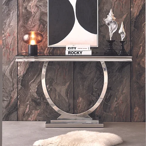 ST316SB Black Console Table with Glass Top by Artisan Furniture