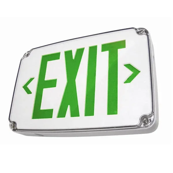 Standard-BL Compact Polycarbonate Exit Sign Single Face Green Letters White Housing AC Only No Self-Diagnostics Dual Circuit Operation-277V Input Tamper-Proof Hardware No Custom Wording (WLEZXTEU1GW2C-277-TP)