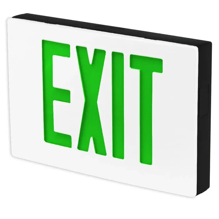 Standard-BL Die-Cast Aluminum Exit Sign Double Face Green Letters Black Housing White Face Panel AC Only No Self-Diagnostics Dual Circuit With 120V Input (KXTEU2GBW2C-120-TP-USA)