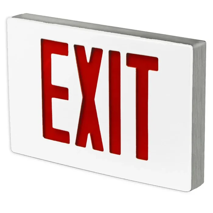 Standard-BL Die-Cast Aluminum Exit Sign Double Face Red Letters Aluminum Housing White Face Panel AC Only No Self-Diagnostics Dual Circuit With 120V Input No (KXTEU2RAW2C-120-USA)