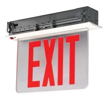 Standard-BL Edgelit Aluminum Exit Sign Single Face Red Letters White Panel Aluminum Housing Color Battery Backup Wall Mount No Self-Diagnostics Dual 120/277V (NYRELZXTE1RWAEM-WM)