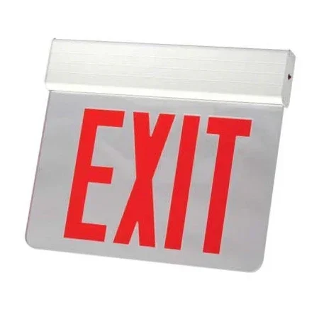 Standard-BL Edgelit Aluminum Exit Sign Single Face Red Letters White Panel Black Housing Battery Backup No Self-Diagnostics 208/220/240V 50/60Hz (NYELXTEU1RWBEMSPV)