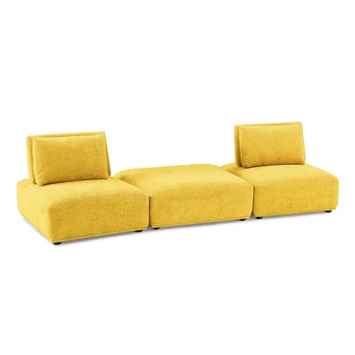 Stavanger 2-Seater with Square Ottoman in Yellow Chenille FM63001YL-C by Furniture of America