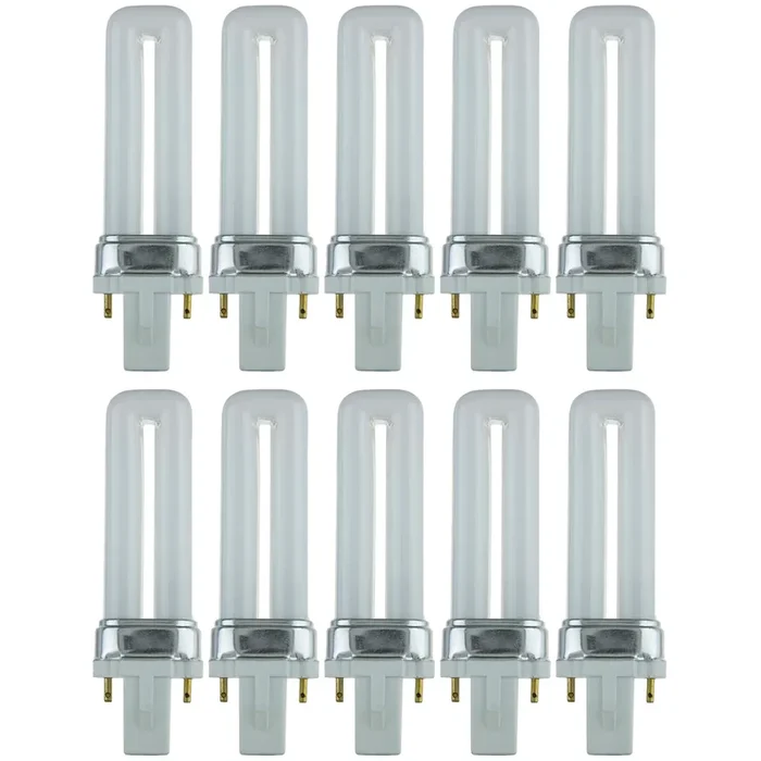 Sunlite PL5/SP41K/10PK 5W Compact Fluorescent Plug-in PL 2-Pin Bulb 210Lm Cool White 4100K G23 Base (40496-SU)