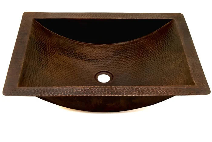TAMAYO in Cafe Viejo – VS018CV – Rectangular Undermount Bathroom Copper Sink with 1.5″ Flat Rim – 22 x 16 x 5″ – Gauge 16