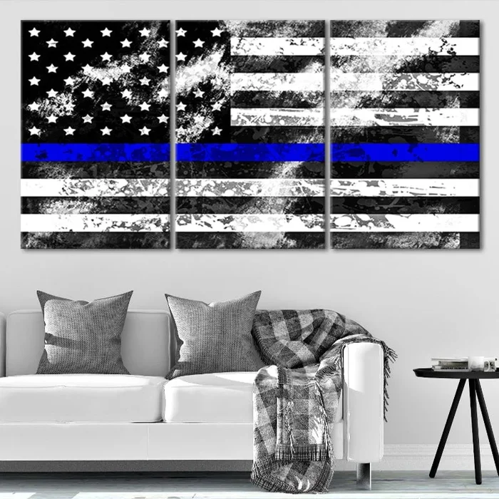 Thin Blue Line Wall Art Canvas Print