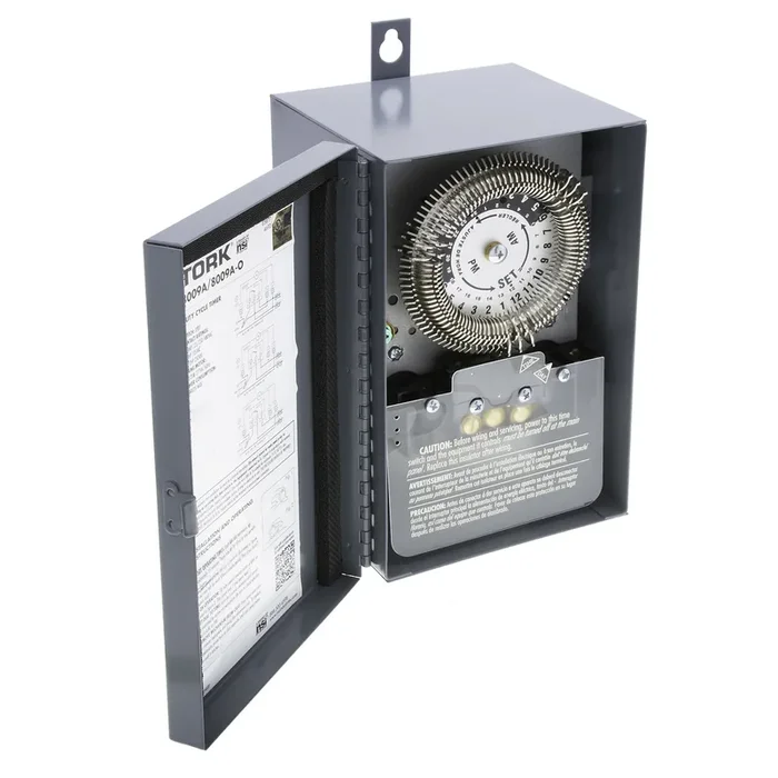 Tork 24 Hour Cycle Timer 20A 120/208-277V SPDT Outdoor Metal Enclosure (8009A-O)