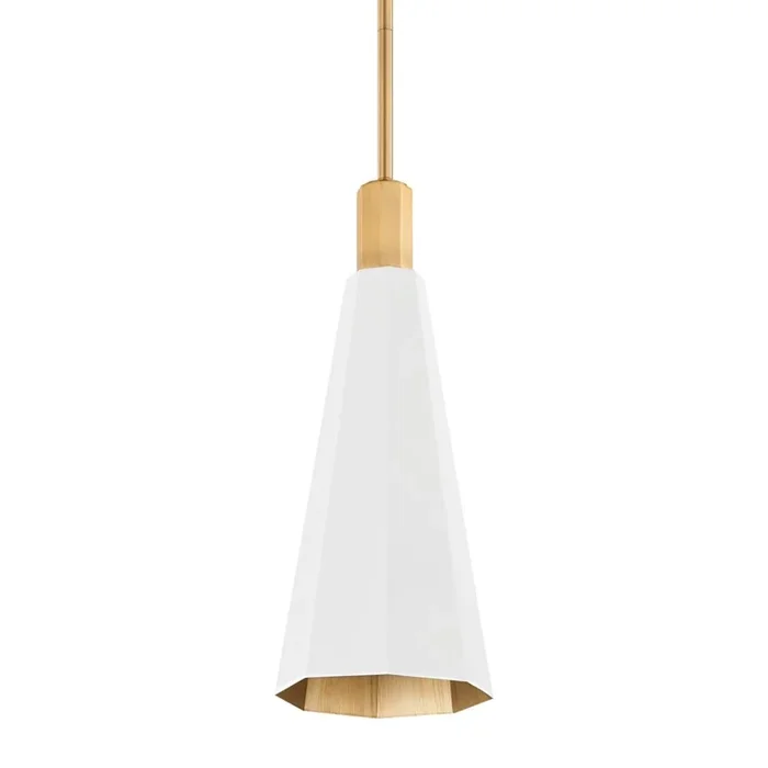 Troy Lighting – F8308-PBR/SWH – One Light Pendant – Huntley – Patina Brass – F8308PBRSWH