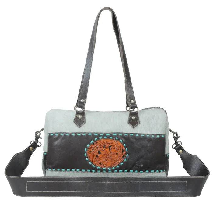 Turquoise edges Hand-Tooled Bag