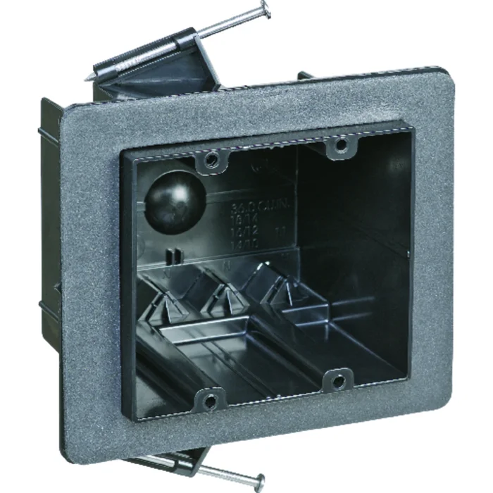 Two Gang Draft Tight Electrical Outlet Box, 3.5 by 3.25 by 3.25 Inches Deep